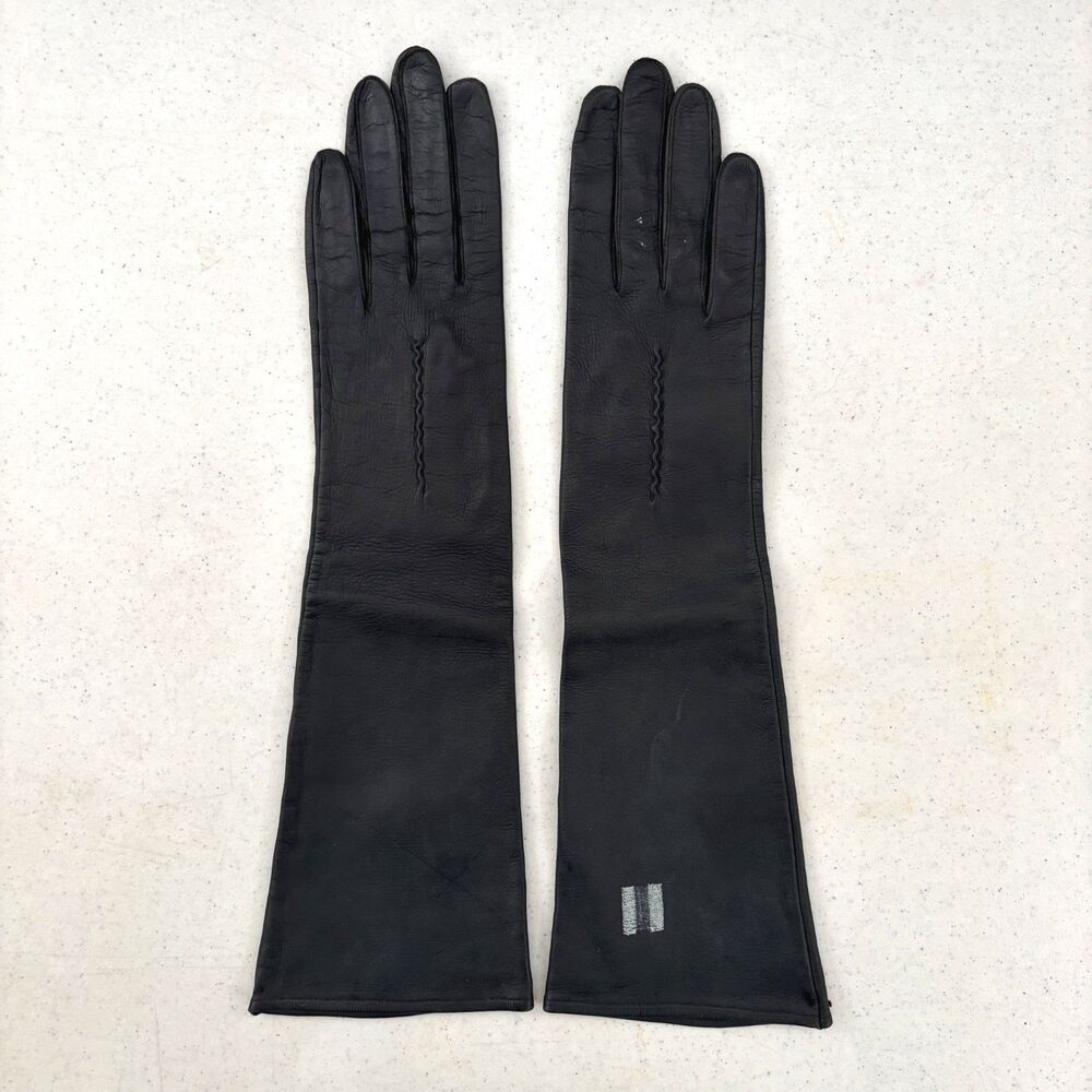 Womens Deerskin Long Table Cut Leather Gloves Formal Old Money Luxury Size 6.5